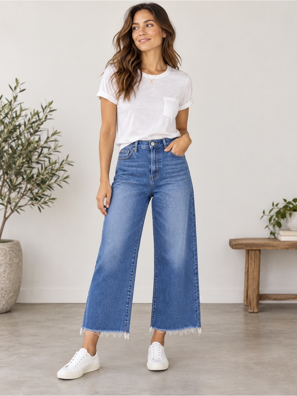 Banana Republic Premium Denim High-Rise Wide-Leg Crop Jeans 27P Petite
